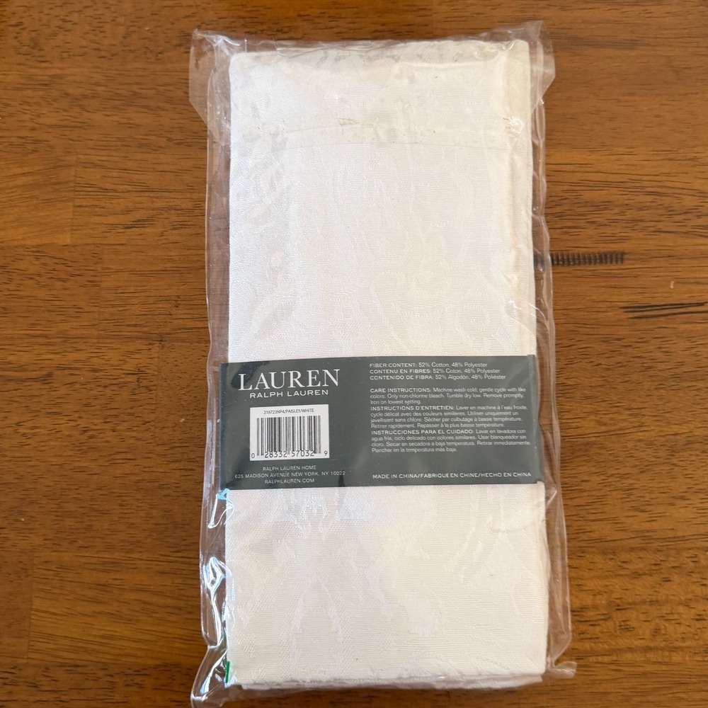 Lauren Ralph Lauren Set of 4 Brigitte Damask Napkins 20" x 20" Ivory White - Picture 3 of 6